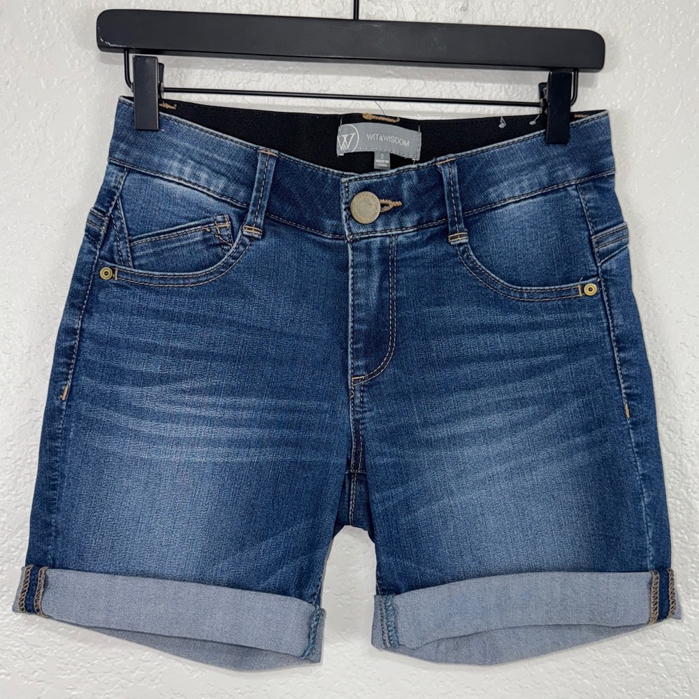 Wit & Wisdom Blue‎ Jean Shorts casual 2 Denim Stretch inseam 6” faded beach #cc